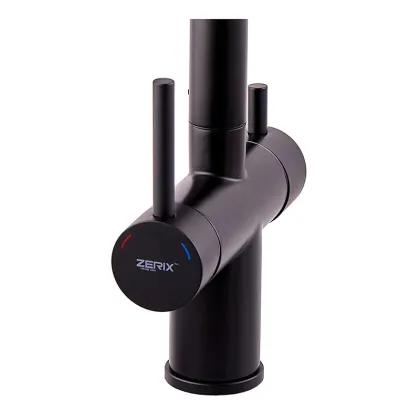 Кухонний змішувач на дві води Zerix LUX-024 Black з висувною лійкою (нерж. сталь) (ZX5556) — Photo 3