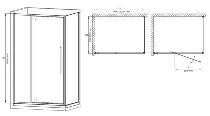 Душова кабіна без піддону Mixxus Premium BEVEL SC01-120x80x195-TR Black прозоре скло 6мм (MI6872) — Photo 1
