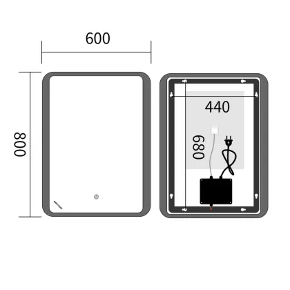 Дзеркало Mixxus Premium OLIVARY MR19-80x60-Reverse з Led Touch, Anti-fog, димером (3-6,5kK) (MP6628) — Photo 3