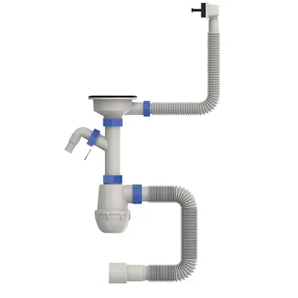 Сифон для кухні Mixxus SK-05-BL 3 1/2"x40 з пластиковою сіткою, відведенням для пральної машини, гнучким прямок. переливом (MI8192)