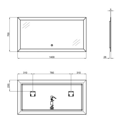 Дзеркало Qtap Aries 1400х700 з LED-підсвічуванням QT0378160170140W — Photo 1