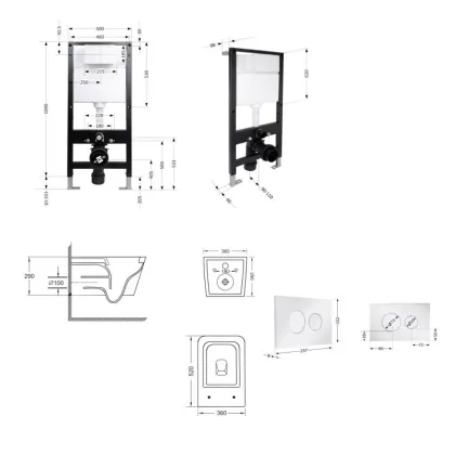 Готове рішення Qtap для ванної кімнати: підвісний унітаз Crow Ultra Quiet 520x360x290 + комплект інсталяції Standard (кругла клавіша Chrome) — Photo 1