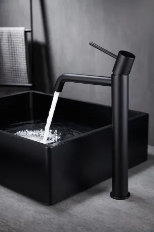 IMEX MONZA MATT BLACK Змішувач для умивальника високий, чорний матовий — Photo 2