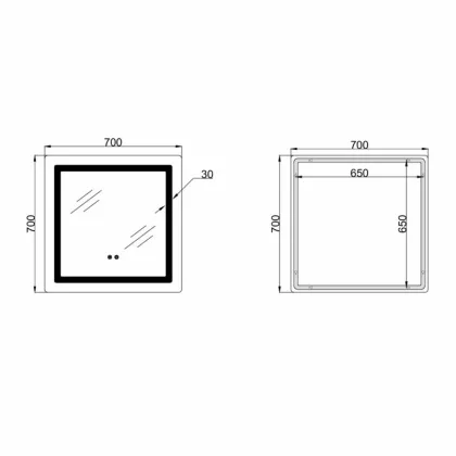 Дзеркало Lidz Kubis (KU2) 700х700 з LED-підсвічуванням Touch, з антизапотіванням, з димером, рег. яскравості LDKU70070049288 — Photo 1