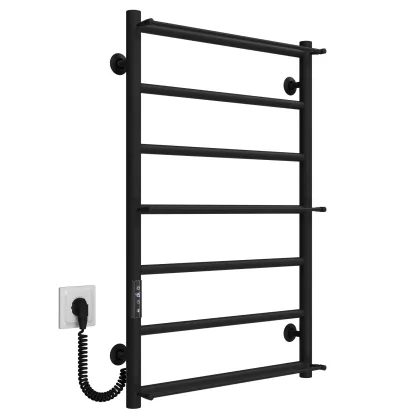 Рушникосушарка електрична Ladder П7 500х800 Deffi нержавіюча сталь (Чорний, JD03, Ліве підключення) — Photo 1