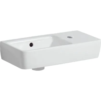 SELNOVA COMPACT умивальник зі скороченим вилітом 50x15x25см, отвір для крана справа, перелив видимий, білий