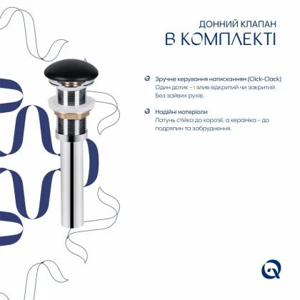 Раковина накладна Qtap Robin 500х380х140 мм, Anthracite, прямокутна, з донним клапаном QT04116302AN — Photo 4