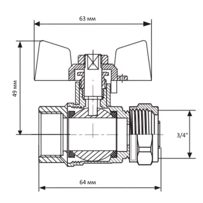Кран кульовий Koer Wing 20x3/4F (KR.352) (LL1660) — Photo 3