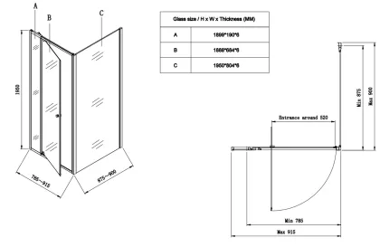 Душова кабіна без піддону Koer SR SC05-90x90x195-TR-01 прозоре скло Easy Clean 6мм, хром (KR5363) — Photo 9