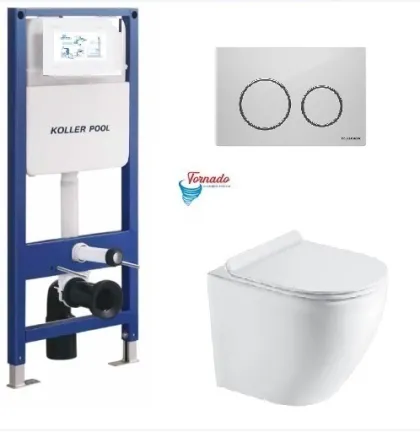 Інсталяція KollerPool AQUA LINE + TWIST White панель змиву + підвісний унітаз ROUND Smart з сидінням Soft-close ( змив Tornado 3,0 )