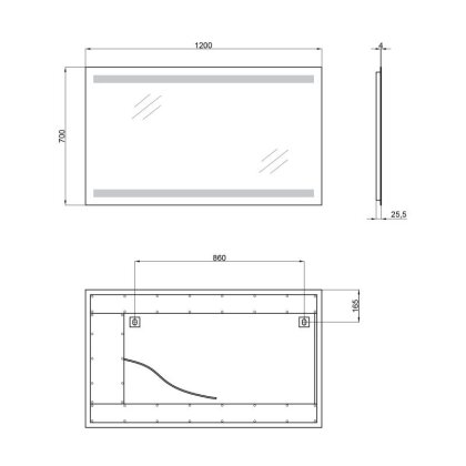 Дзеркало Qtap Mideya New 1200х700 з LED-підсвічуванням QT2078142270140W — Photo 1