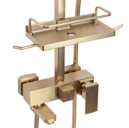 Душовий гарнітур REA JACK BRUSHED GOLD матове золото з виливом * — Photo 4