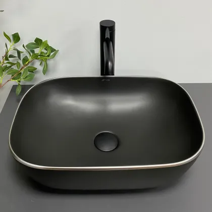 Умивальник (раковина) VBI RAVENNA BLACK MATT SILVER EDGE накладний