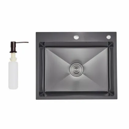 Lidz Handmade H6050HB Мийка для кухні інтегрована Decor Black PVD Honeycomb 2,5/0,5 мм LDH6050BDECPVD48371
