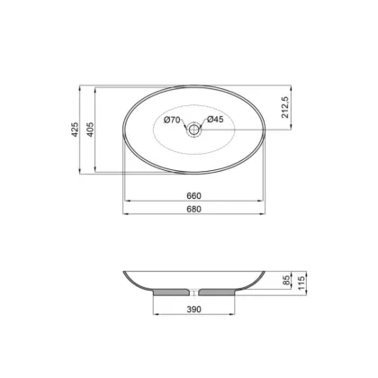 Раковина-чаша Qtap Dove 680х420х120 White QT0611K160WN — Photo 1