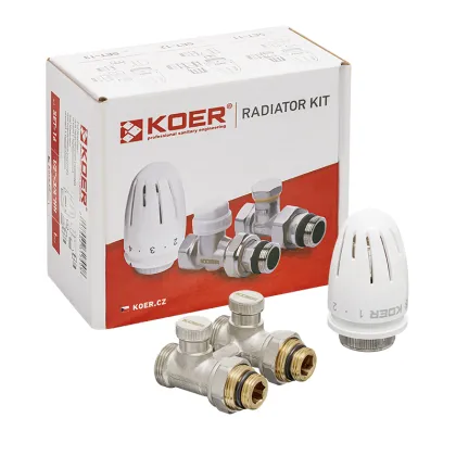 Комплект для нижньої підкл. радіатора KOER SET-22 - 1/2"x3/4" (прямий) з термоголовкою ЗЗ (KR3174) — Photo 1