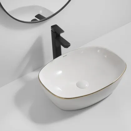 Раковина накладна Mixxus Premium DIVERSE-0109 EDGE GOLD 500х380х140mm (MP6548) — Photo 2