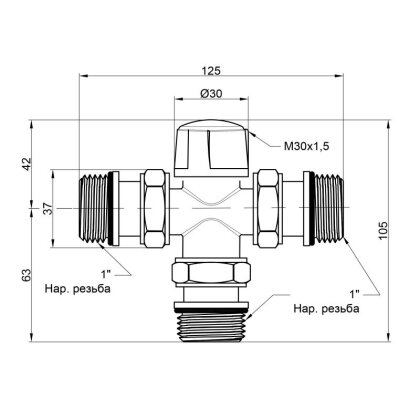 Зонний вентиль Icma 1&quot;х3 №301 — Photo 1