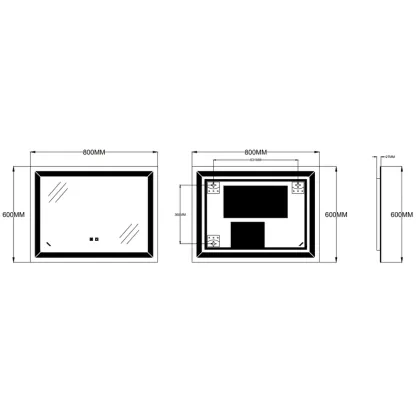 Дзеркало ZERIX KUBIX MR04-80x60-REVERSE з LED Touch, Anti-fog, димером, рег. яскравості (ZX6054) — Photo 5