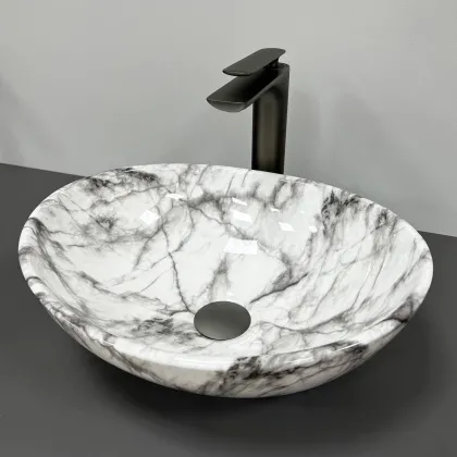 Умивальник (раковина) VBI PARMA STATUARIO GREY VEINS GLOSSY накладний — Photo 2