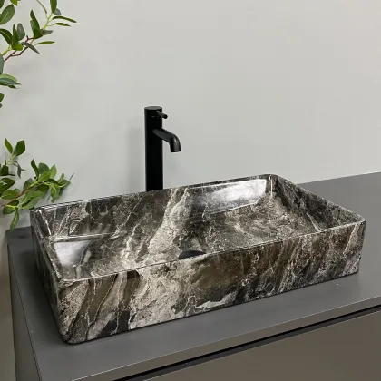 Умивальник (раковина) VBI TRIEST ANTHRACITE MARBLE накладний — Photo 4