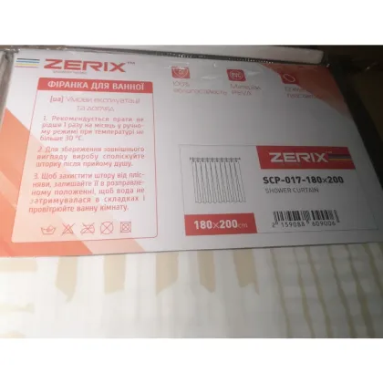 Шторка для ванної ZERIX SCP-017-180x200 з PEVA (поліетиленвінілацетату) (Візерунок "Плитка" 3-Д молочна) (ZX6090) — Photo 2