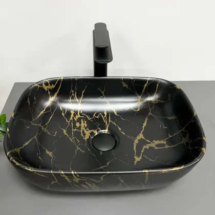 Умивальник (раковина) VBI RAVENNA MARBLE BLACK MATT накладний — Photo 3