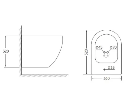 Біде підвісне Mixxus ELLIPSE-0502 520x360x320mm (MI6714) — Photo 2