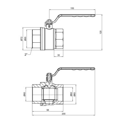 Кран кульовий SD Plus 2&quot; ВР для газу (важіль) SD600NG50PN40 — Photo 1