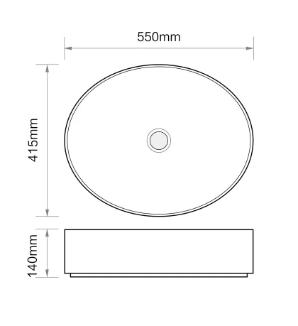 Раковина накладна MIXXUS PREMIUM ELLIPSE-0104 MARBLE 550х415х140mm (MP6554) — Photo 1
