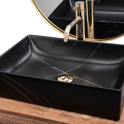 Умивальник (раковина) REA INGA BLACK MARBLE MATT накладний * — Photo 6