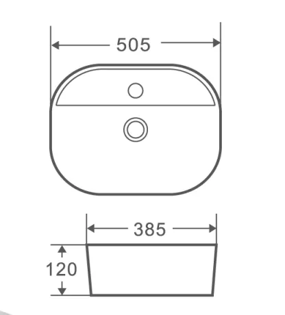 Умивальник накладний керамічний Mixxus Premium Ellipse-0201 505x385x120mm (MP6482) — Photo 1