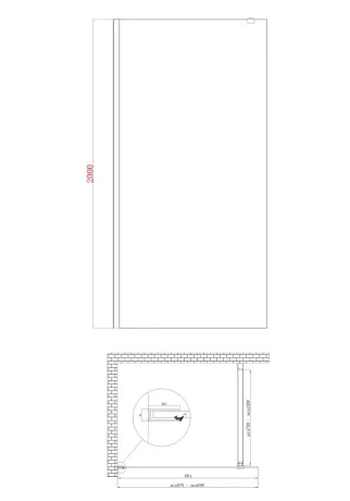 Душова перегородка Koer SR SP01-90x200-TR-01 Walk-In прозоре скло Easy Clean 8мм, хром (KR5392) — Photo 17