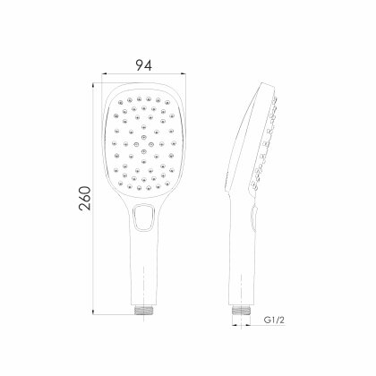 Душ ручний SPR252, 94 мм, 3 режими, кнопковий перемикач, self-clean, ABS, біла кришка, хром — Photo 1