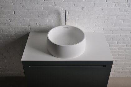 Умивальник 42*15см накладний кам&#039;яний круглий Solid surface