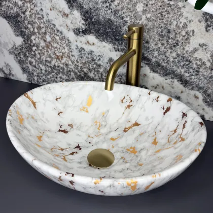 Умивальник (раковина) VBI PARMA MARBLE WHITE GLOSSY накладний