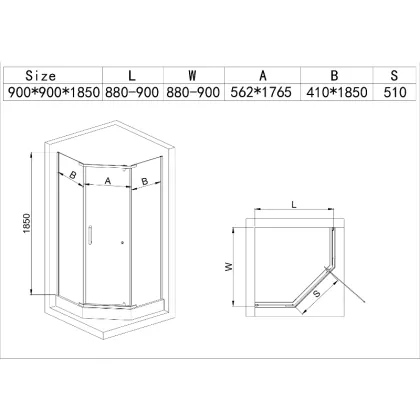 Душова кабіна з низьким піддоном Mixxus LINES SCT01-90x90x198-TR Graphite NEW прозоре скло 6мм (MI8429) — Photo 1