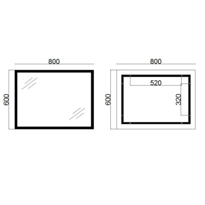 Дзеркало Qtap Mideya Classic 800х600 з LED-підсвічуванням Touch, з антизапотіванням, з годинником, димером, рег. яскравості QT2078F6151W — Photo 1