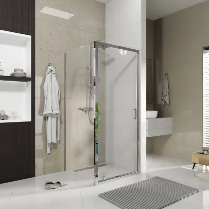 Душові двері відкривні, одноелементні Line Pro 900 мм, chrome, скло 6мм clear — Photo 2