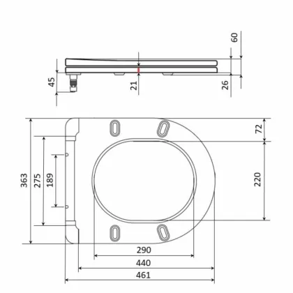 Qtap Сидіння для унітаза (Robin 520, Scorpio 520) 465x363x60 мм, White, з мікроліфтом, Slim Duroplast, MagLock QTSC179W48916 — Photo 1