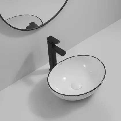 Раковина накладна MIXXUS PREMIUM ELLIPSE-0108 EDGE BLACK 400х330х145mm (MP6527) — Photo 5
