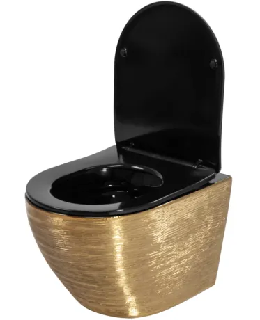 Підвісний унітаз REA CARLO FLAT BRUSHED GOLD BLACK золотий — Photo 4