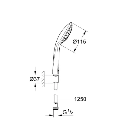 Душовий набір з тримачем, 1 режим струменю Grohe Euphoria (27354000) — Photo 1