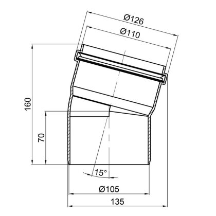 Коліно PPR каналізаційне TA Sewage 110, 15° — Photo 1