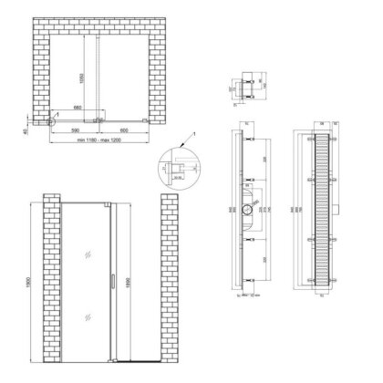 Готове рішення Qtap 15: Стіна Walk-In GLIDE, 120x190 Лінійний трап 800 мм — Photo 1