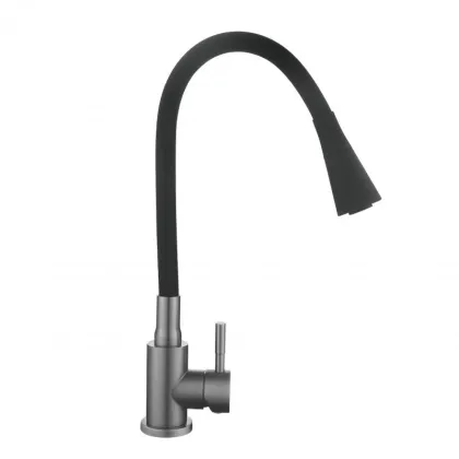 Змішувач для кухні Lidz Aria 015F31 (k35) з гнучким виливом LDARI015F31BGRP49566 Graphite/Black — Photo 2