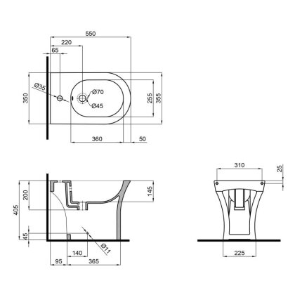 Біде напольний Qtap Presto 540х340х400 White QT24441217C — Photo 1