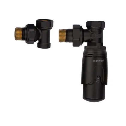 Комплект для підключення радіатора Koer SET-24.Black - 1/2'' кутовий з термоголовкою (KR5283) — Photo 3