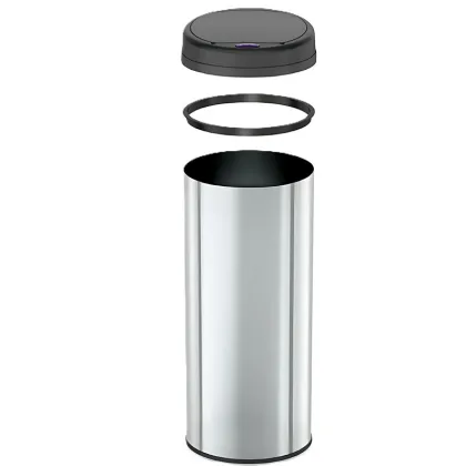 Відро для сміття сенсорне кругле Mixxus Premium Ellipse-TC0109 Chrome-Black 9л (хром-чорне) (MI7083) — Photo 2