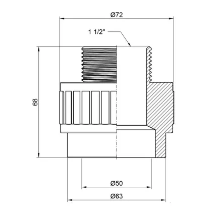 Муфта PPR Alfa Plast 50х1" 1/2 ЗР — Photo 1